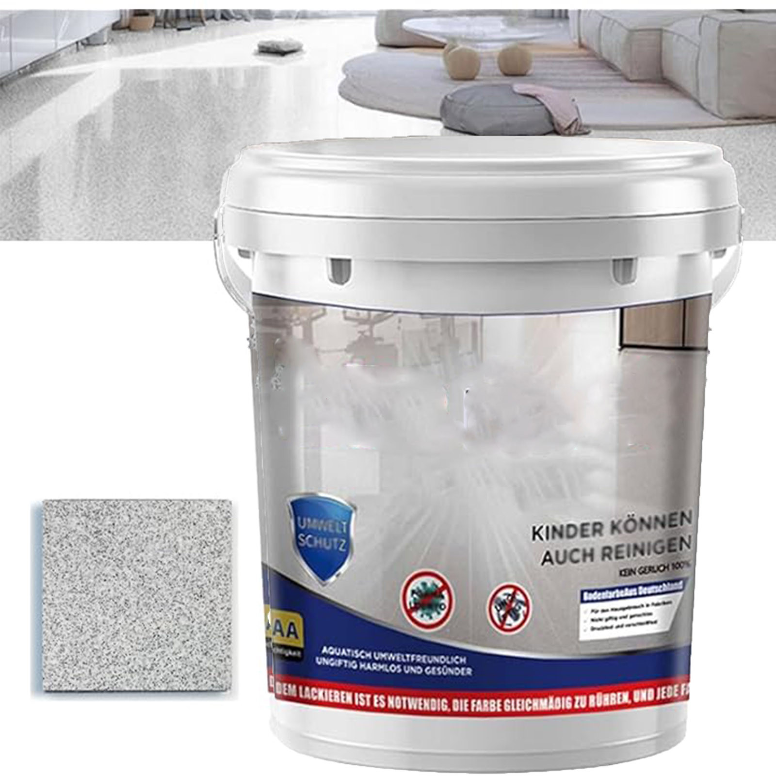 High Gloss Epoxy Floor Coating 500ml - Waterproof Non-Slip Marble Effect - Indoor Outdoor Use for Cement, Tile \u0026 Concrete - Durable Wear-Resistant Finish - Multiple Colors Available - 1600-1800g